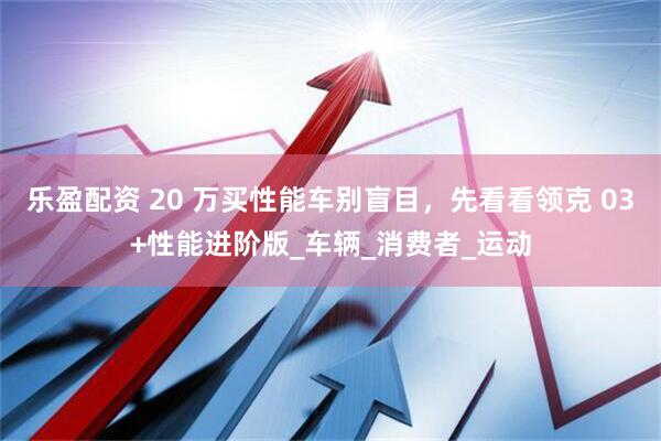 乐盈配资 20 万买性能车别盲目，先看看领克 03+性能进阶版_车辆_消费者_运动